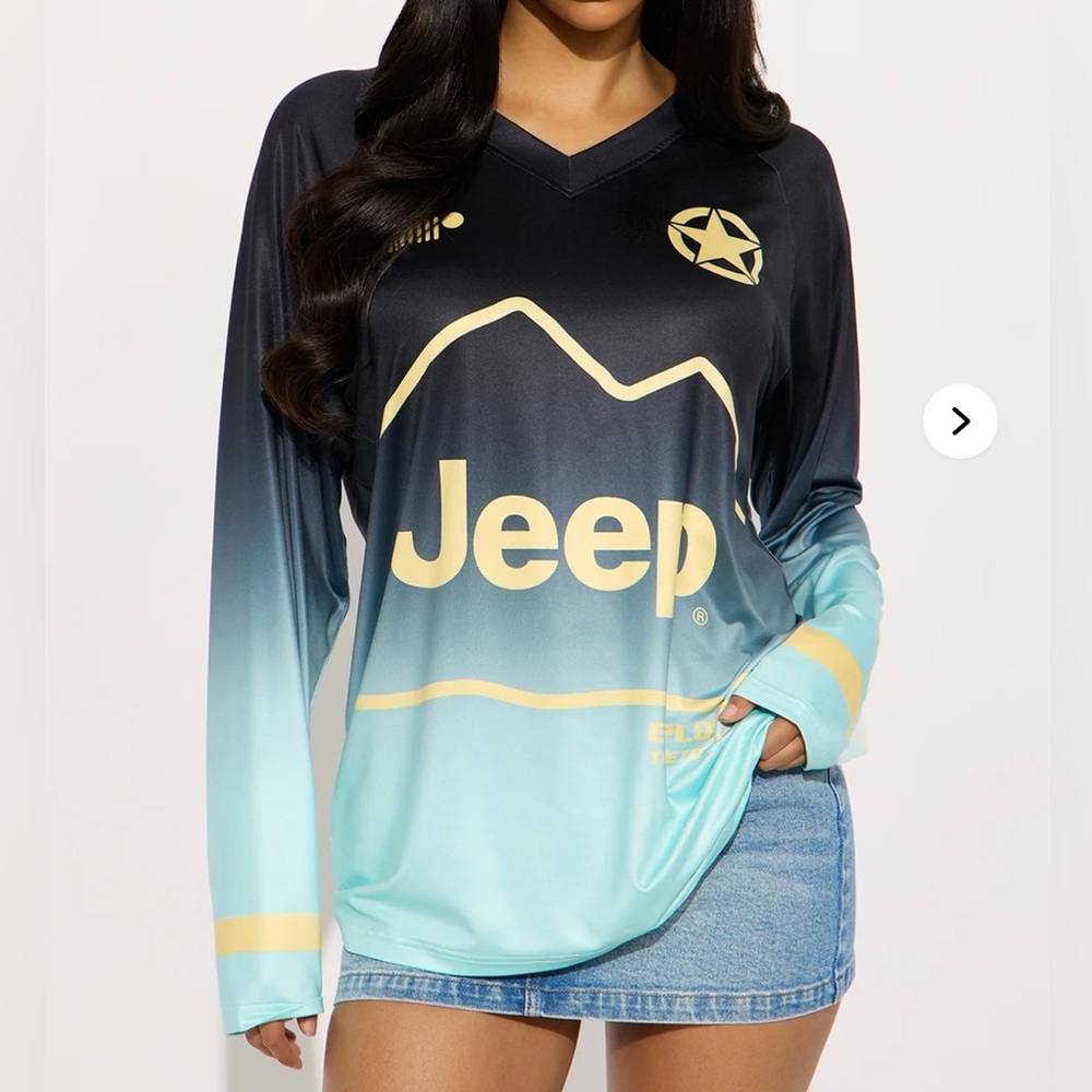 NWOT Jeep Explore The Detour Jersey Small Blue/combo